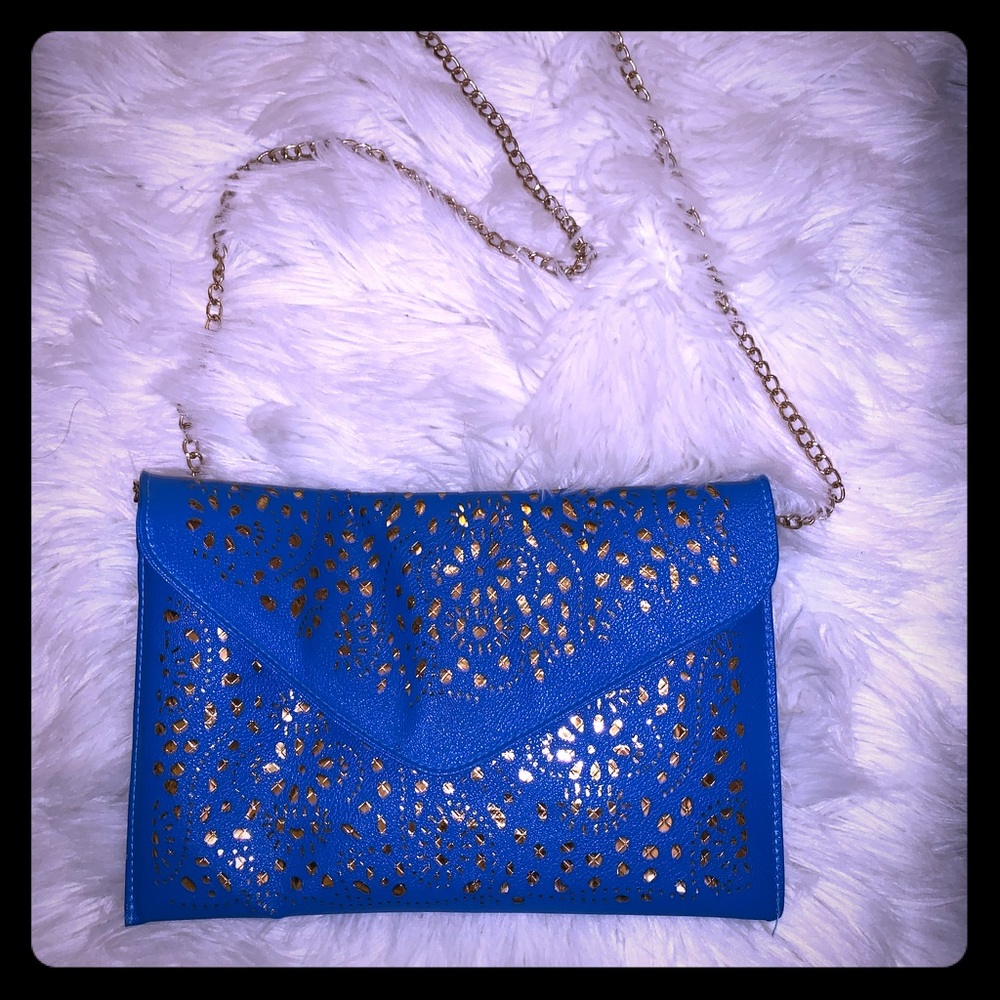 Blue n gold clutch